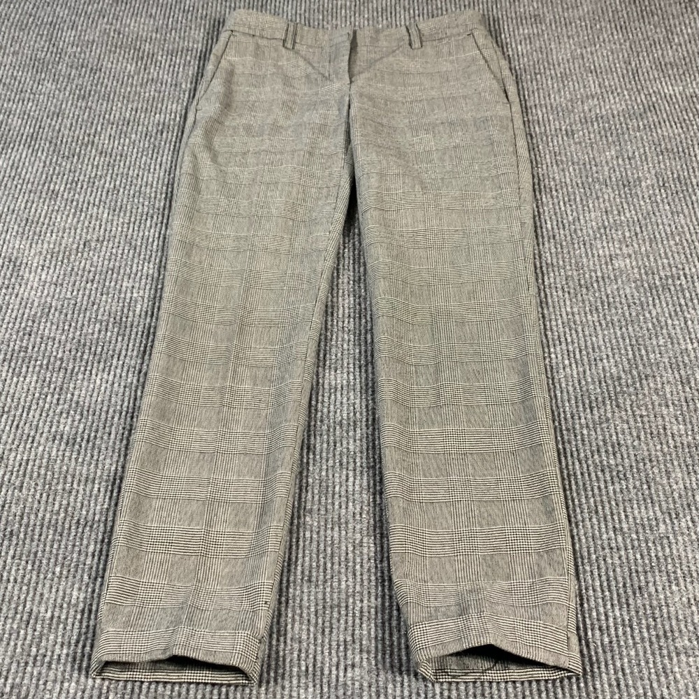 Saville Row London Pants Womens 10 Black‎ Gray Plaid Skinny Dress 30x29 Career